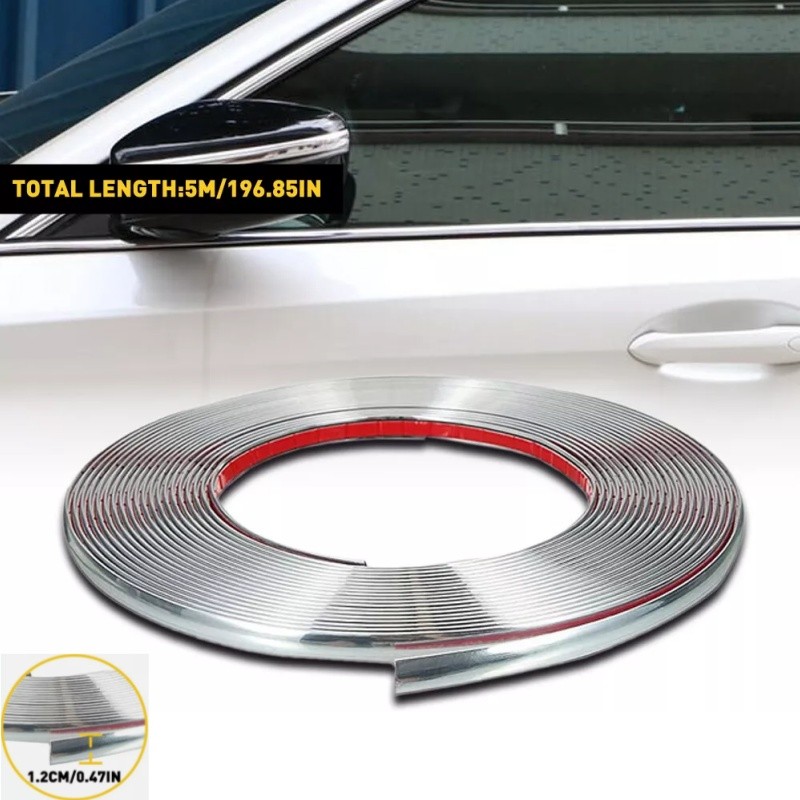 1/2"(12mm) 16.4ft Chrome Car SUV Side Window Door Body Chrome Trim Molding Strip gallery