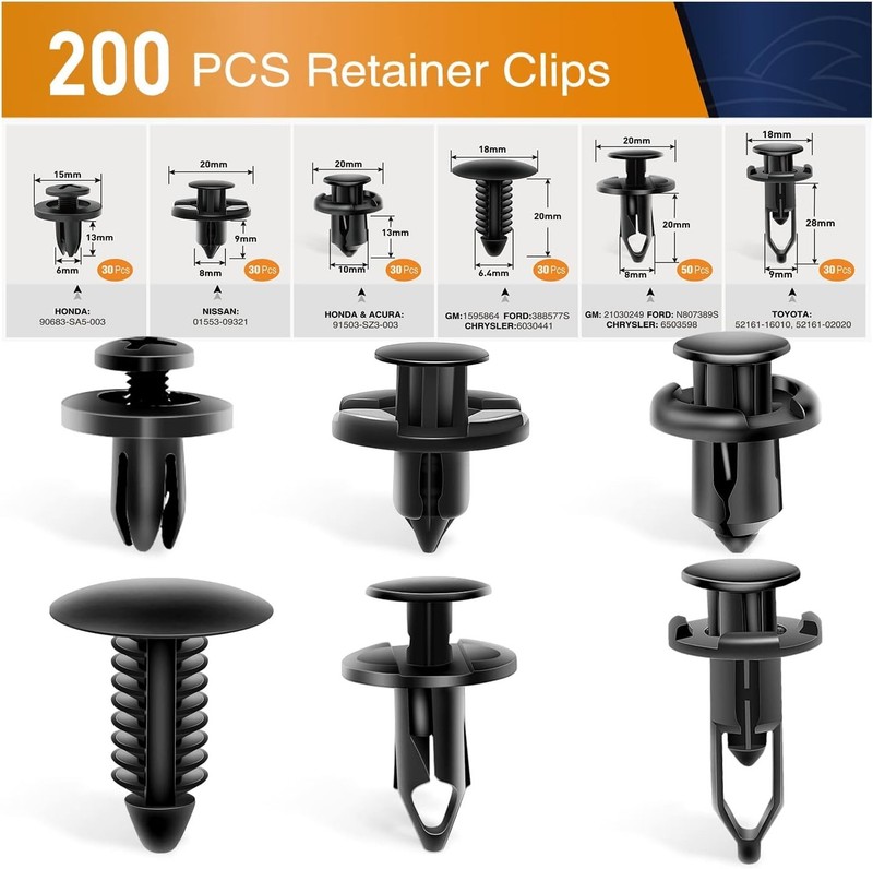 GOOACC Universal Plastic Fender Clips, Push Bumper Fastener Rivet Clips