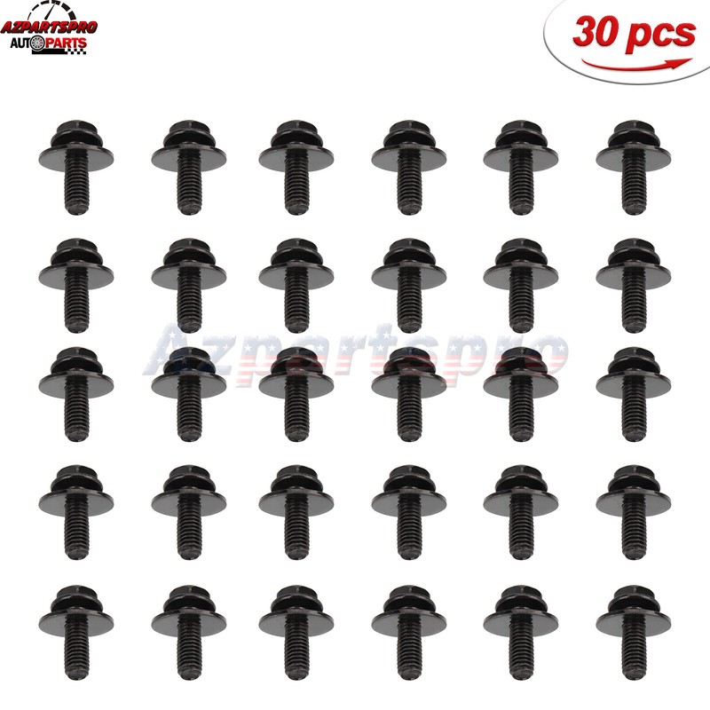Body Bolts- M6-1.0 x 16mm Long- 10mm Hex- 17mm Washer- 30 bolts For Honda Acura