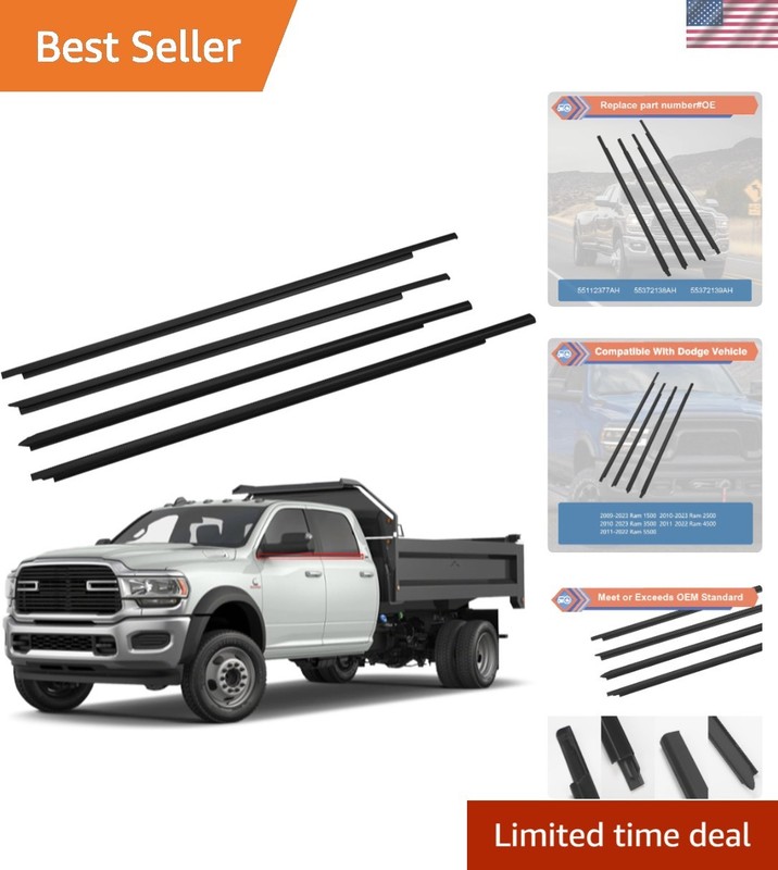 Durable Window Weatherstrip for Dodge Ram (2009-2023) – Leak Proof 4-Pack