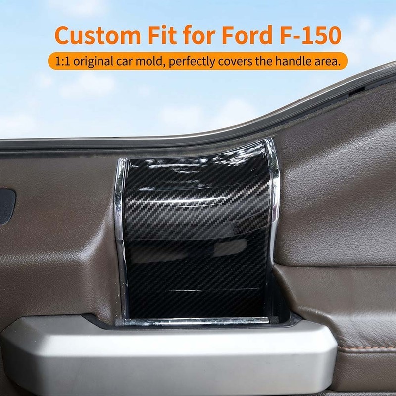 Interior Door Handle Panel Cover Top Trim Bezel For Ford F150 2015+Carbon Fiber gallery