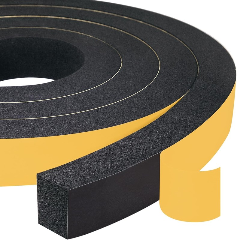 Yotache High Density Adhesive Foam Tape 2 Rolls 1″ W 1×3/4"x13 FT, Black