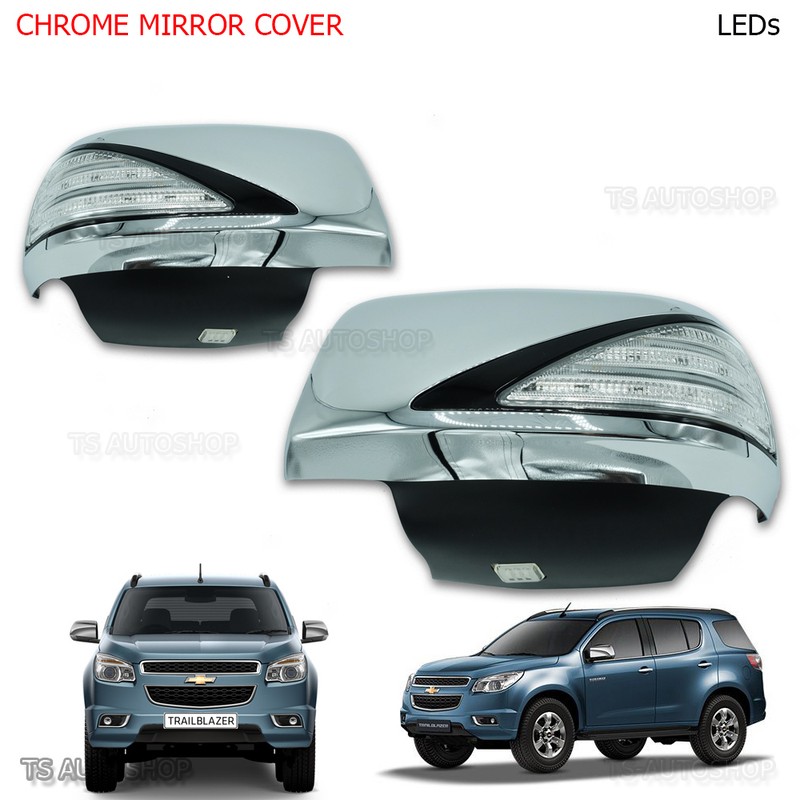 Fitt Chrome Mirror Cover + Signal Light Led Fits Chevrolet Trailblazer 2012 2016