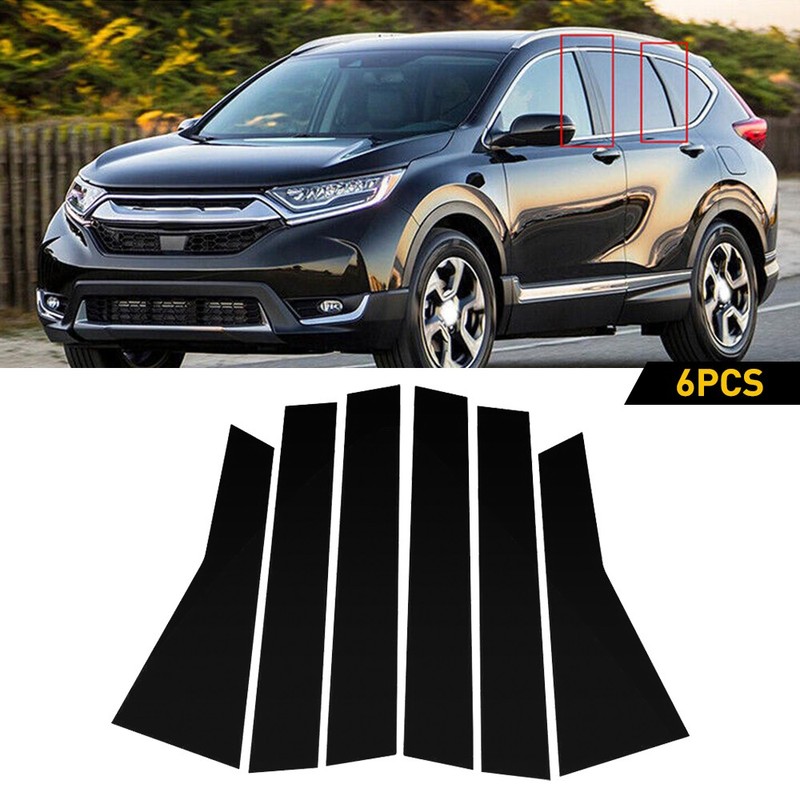 Piano Black Pillar Posts for 2017-2022 Honda CRV Set 6pcs Window Trim Cover Kits