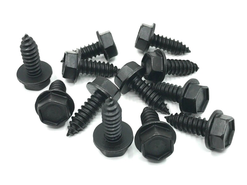 12 pcs 5/16 x 7/8″ indented hex flange head black sheet metal screws fits Dodge
