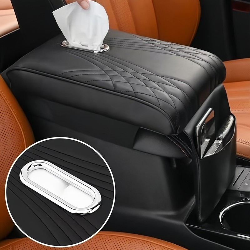 Universal Car Leather Armrest Pad Cover Center Console Box Cushion Protector USA gallery