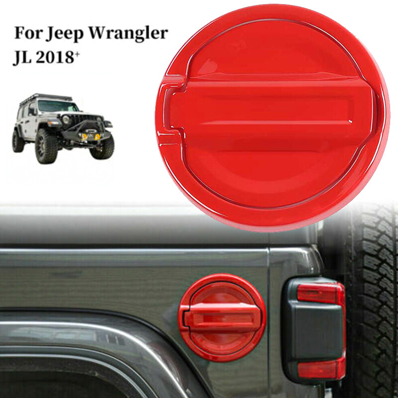 Red Fuel Tank Cover Oil Gas Cap Cover Trim Decor For 2018 Jeep Wrangler JL ABS