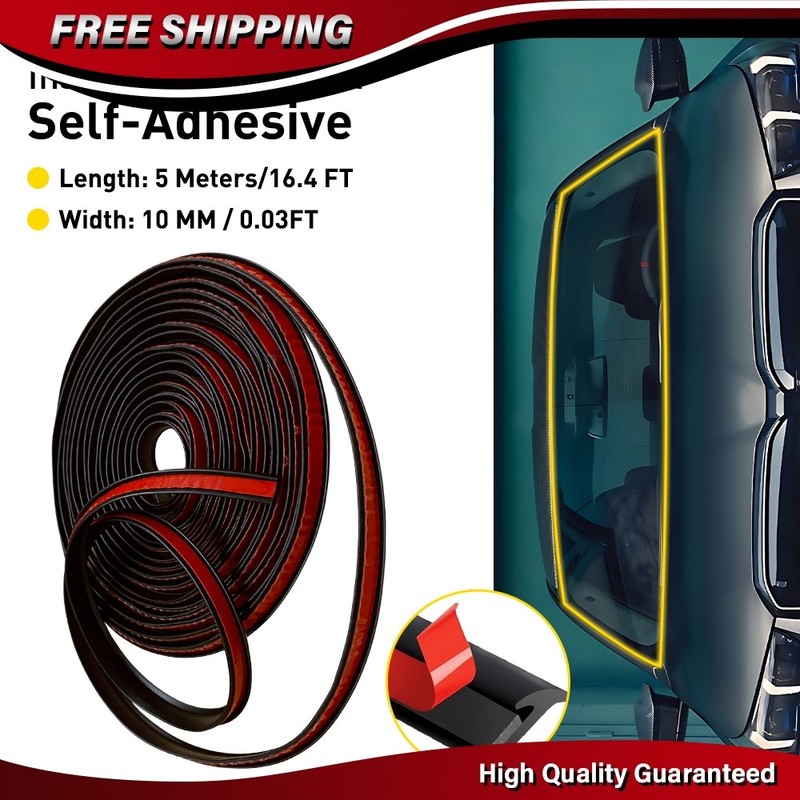 5Mx10MM Car Weather Stripping T-Shape Windshield Rubber Seal Strip Self Adhesive