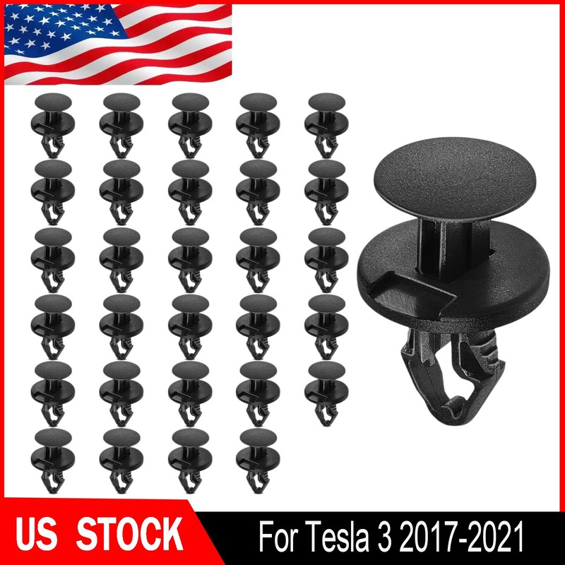 For Tesla 3 2017-2021 30x 8mm Nylon Engine Under Cover Push-Type Retainer Clips