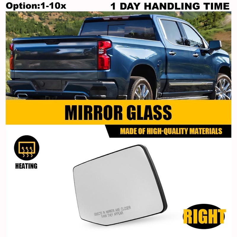 Fit 2019-2023 Silverado Chevrolet 1500 Right Side Heated Mirror Glass w/Backing