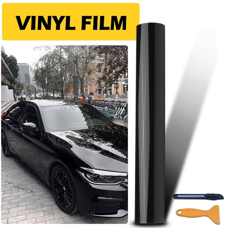 Gloss Black Vinyl Wrap Car Sticker Film Decal Bubble Free 30cm Easy to install