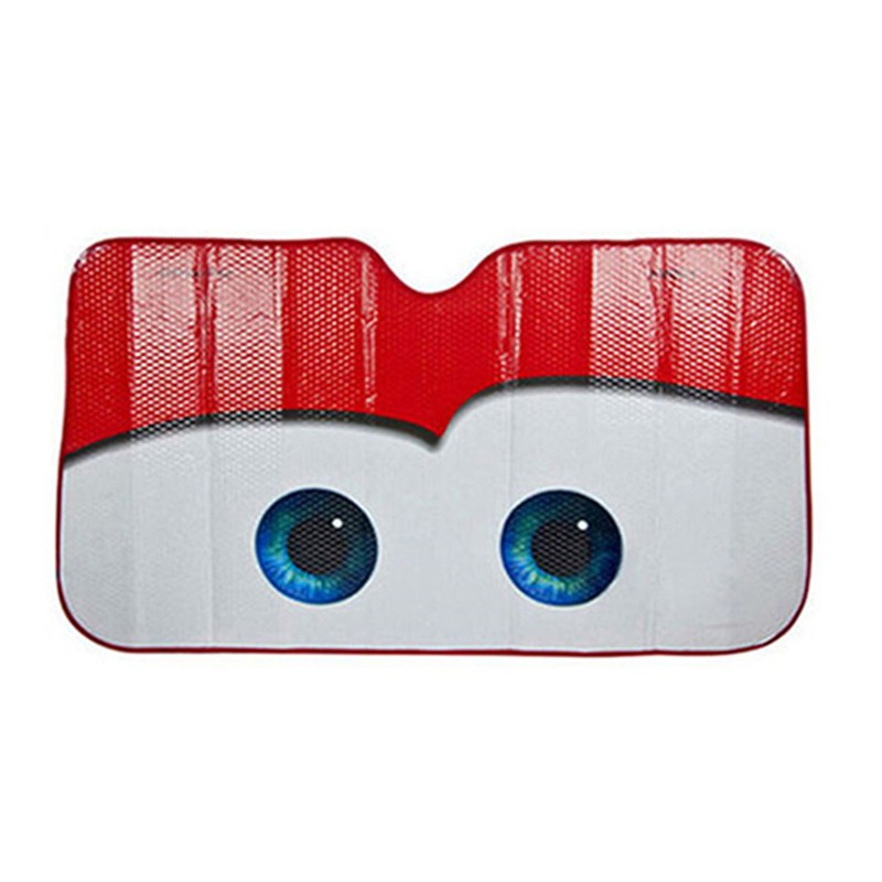 Car Front Windscreen Sunshade Sun Visor Cover UV Protection Red Cartoon Big Eyes