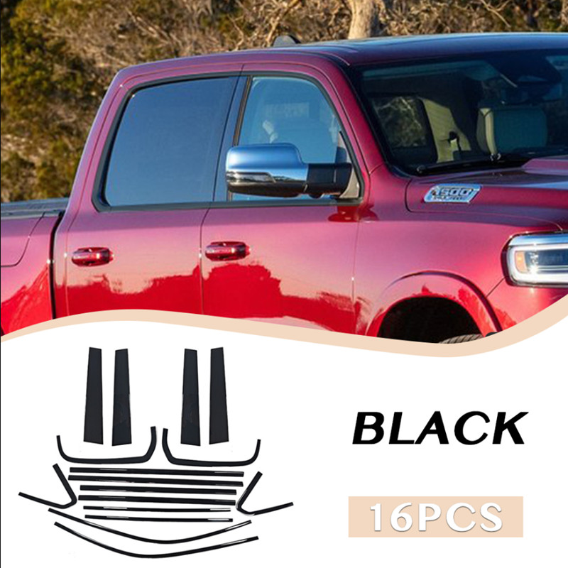 Window Strip Trim Seal Belt Weatherstrip Pillar Decor For Ram 1500 19-2025 Black