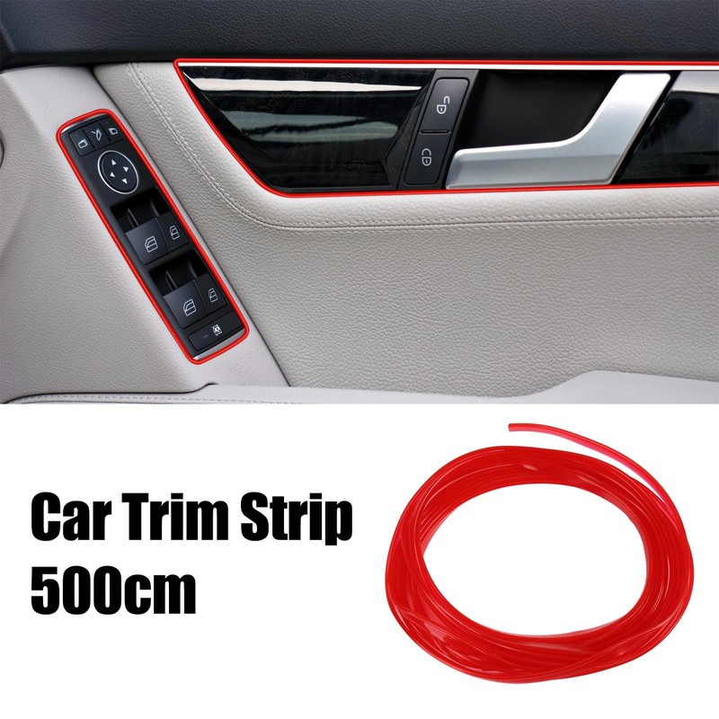5m 16.4ft Car Red Interior Trim Strip Line Gap Door Edge Seal Protector for Auto