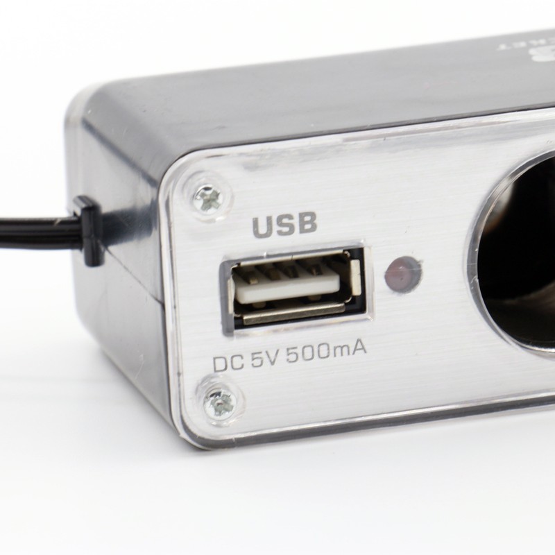 3 Way DC 12V/24V Multi Socket Car Cigarette Lighter Splitter USB Plug Charger gallery