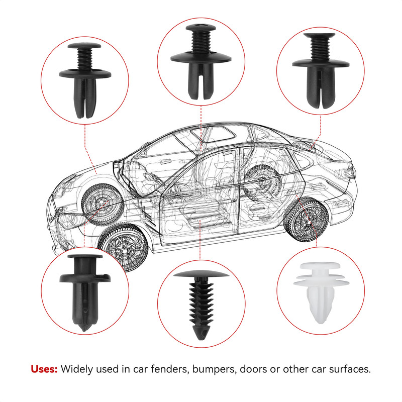 100pcs Universal Car Bumper Body Clips Door Panel Clips Fastener Fender Push Pin gallery