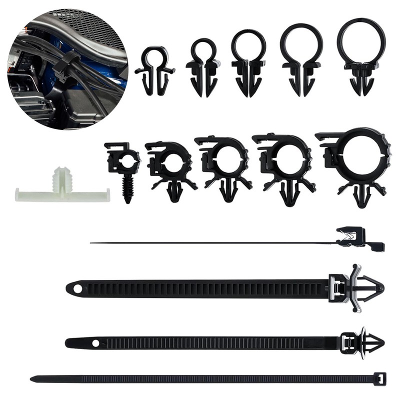 200pcs Car Wire Loom Routing Clips Assortment Kit Nylon Push Mount Cable Zip Tie