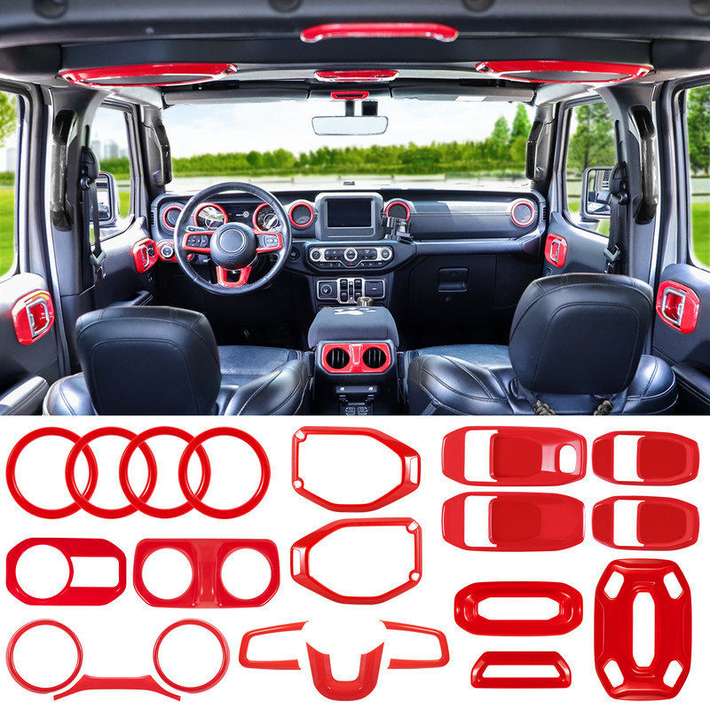 21PCS Full Set Interior Decoration Trim Kit For Jeep Wrangler JL JLU JT 2018-21