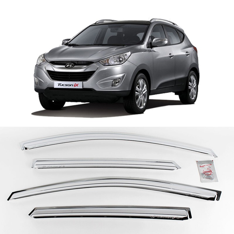 Chrome Window Sun Vent Visor Rain Guards 4P K711 for Hyundai Tucson ix35 10-15