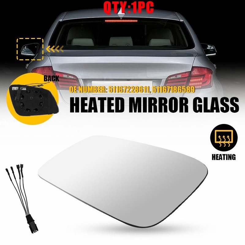 Driver Side Mirror Heated Glass Fit 10-16 BMW 528i 535d 535i 550i 640i 650i 1-5X