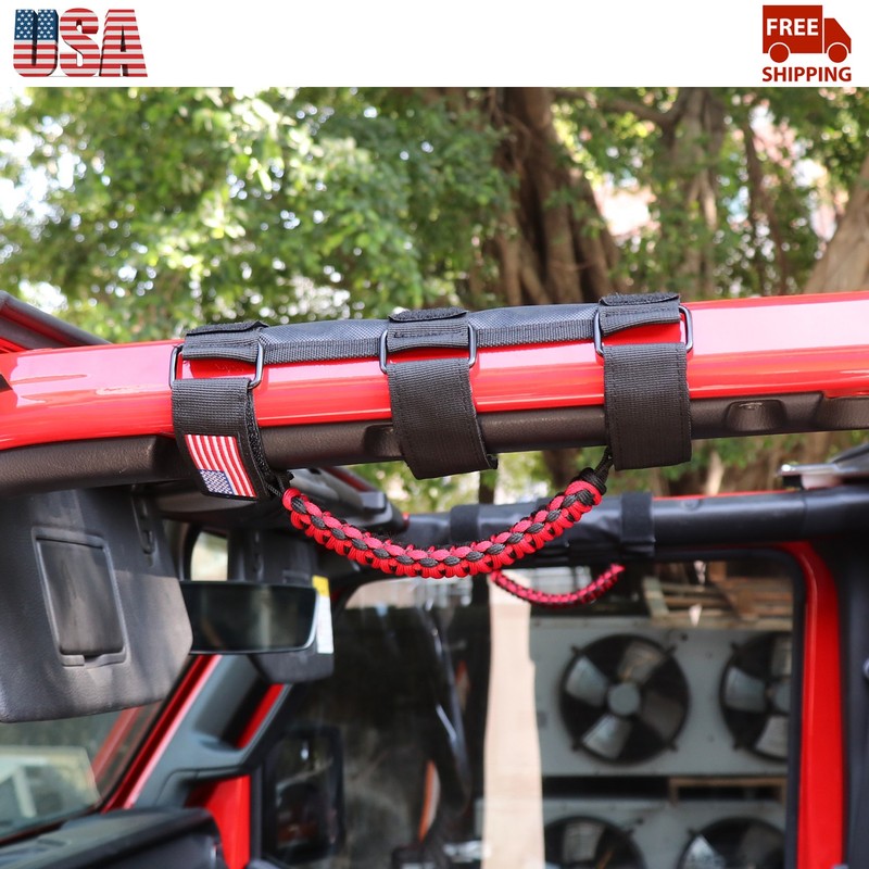 4x Red Roll Grab Handle Off Road Accessories For Jeep Wrangler TJ JK JL 1997+ US gallery