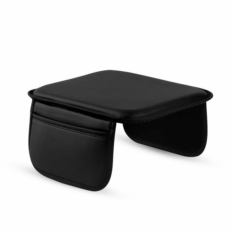 Leather Seat Black Armrest Cushion Protector Pad Storage Car Interior Accessory