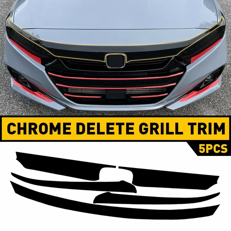 Chrome Delete Blackout Overlay Front Trim for Grill Black 2021-2022 Honda Accord