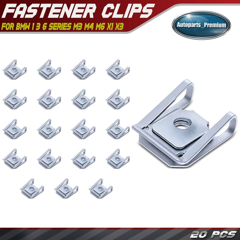 20Pcs 9mm Silver Zinc Retainer Clips Metric U-Nut for BMW 1 3 6 Series M3 M4 M6