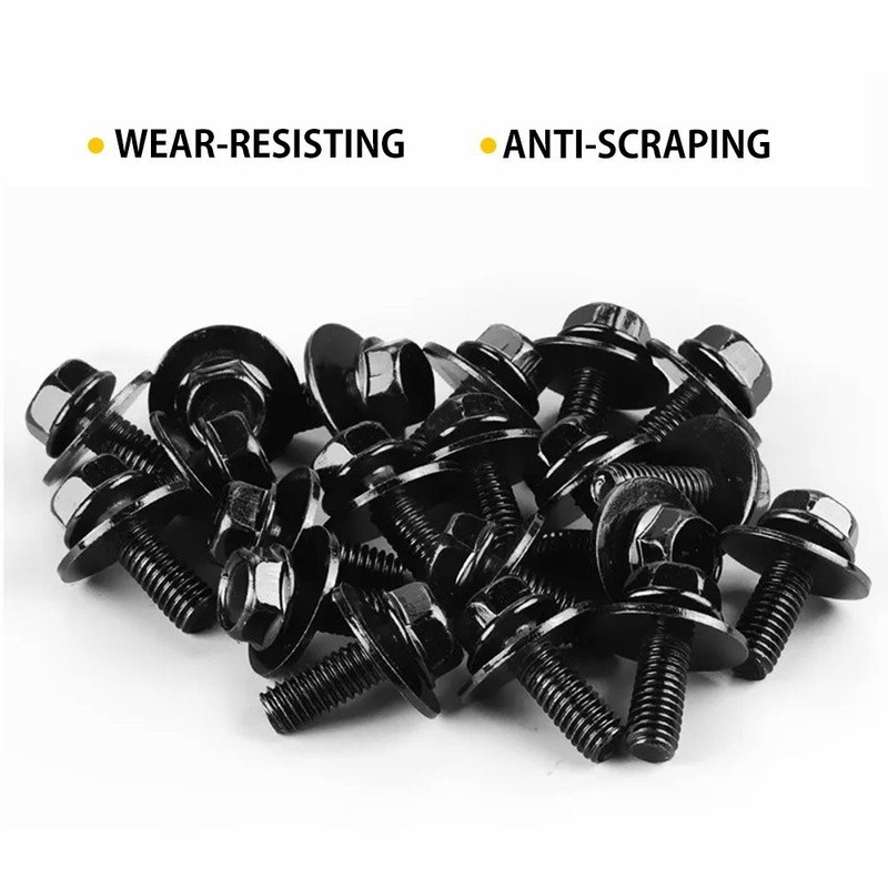 20X M6-1.0 x 16mm Long 10mm Hex 17mm Washer Body Bolts Screw Fastener Fender EAC gallery