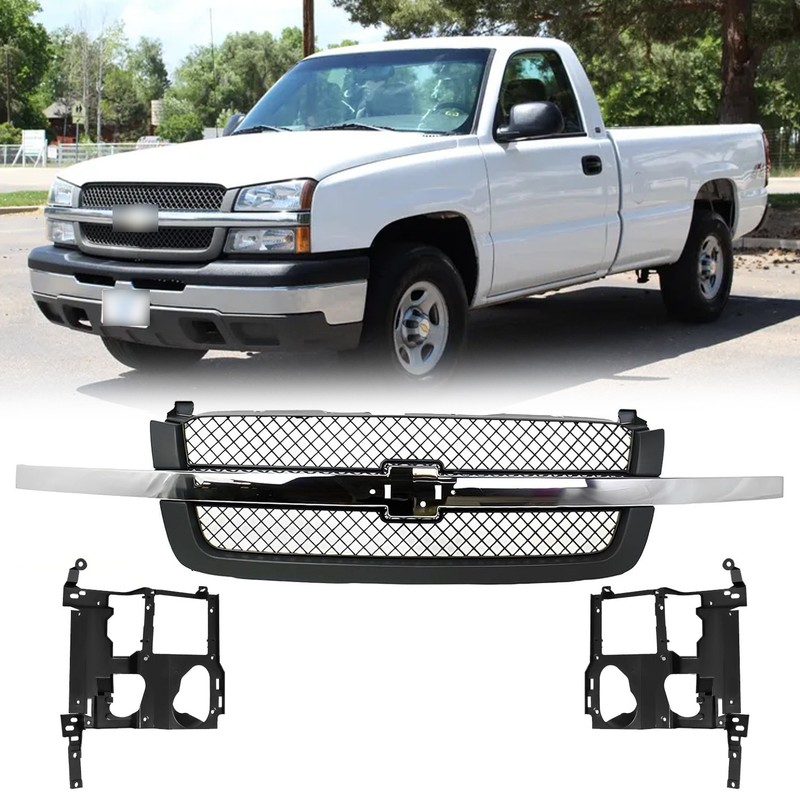 Front Bumper Grille & Headlight Bracket for 03-06 Silverado 1500 2500 3500 Truck