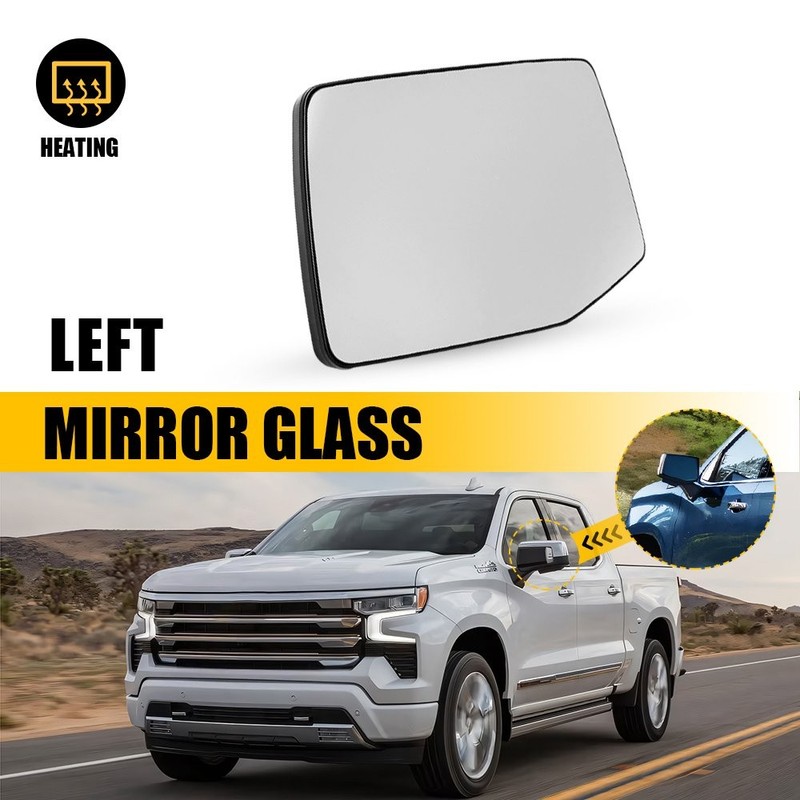 Heated Mirror Glass w/Backing Plate For 2019-2024 Chevrolet Silverado GMC Sierra