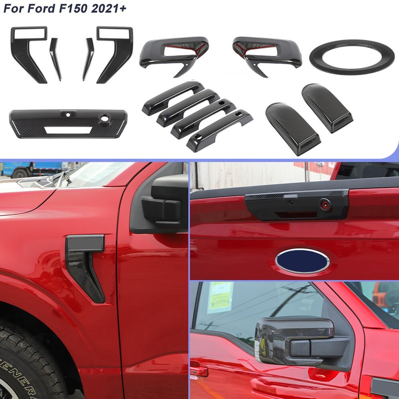 14pcs Carbon Fiber Full Kit Exterior Decoration Cover Trim For Ford F-150 2021+