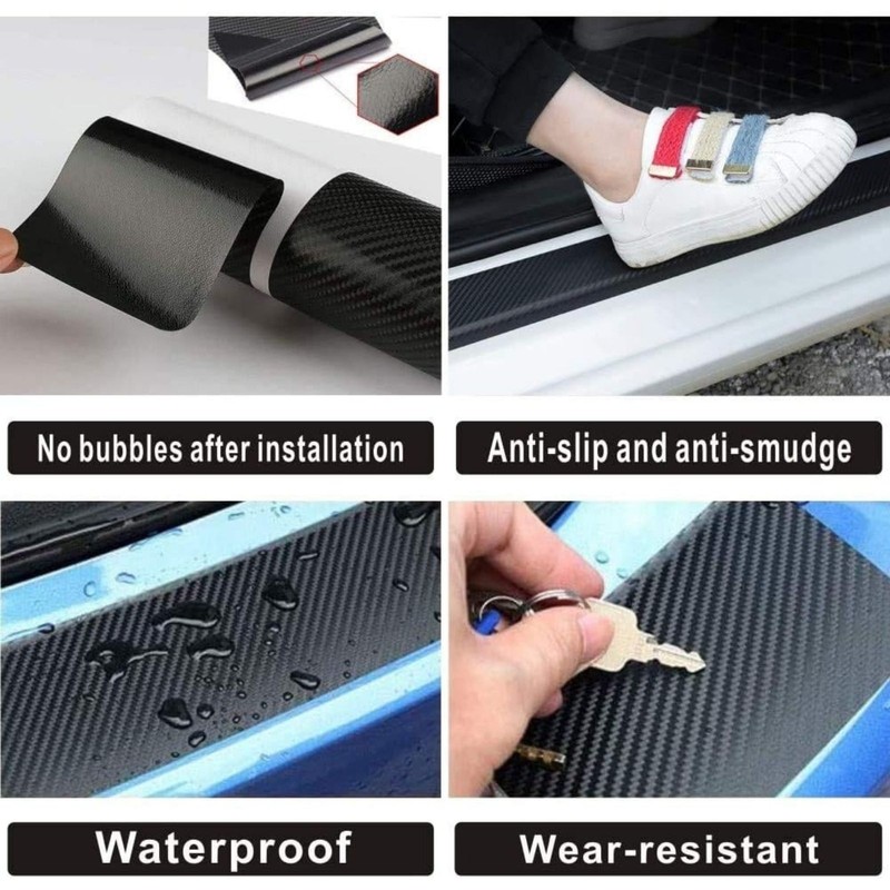 4PCS 4D Door Sill Protector Carbon Fiber Premium Leather Cover For Colo4x4rado gallery