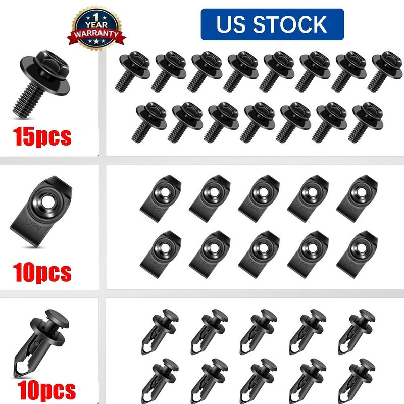 35PCS For Ford Engine Cover Splash Guard Body Bolts Bumper Fastener Rivet Clips
