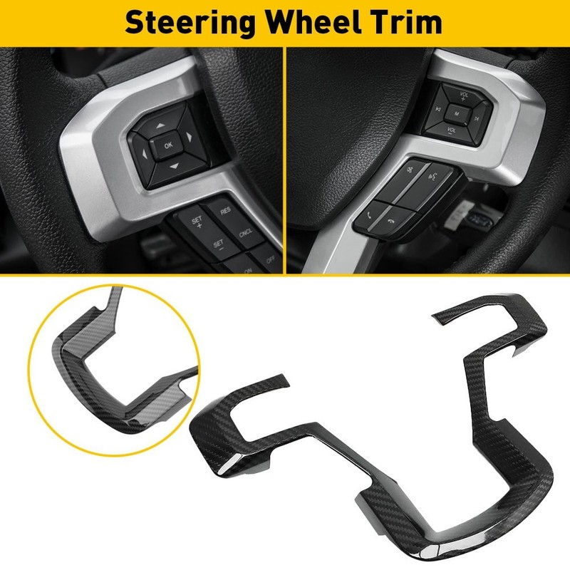 Carbon Fiber Interior Steering Wheel Moulding Trim For 15-2023 Ford F150 EOU