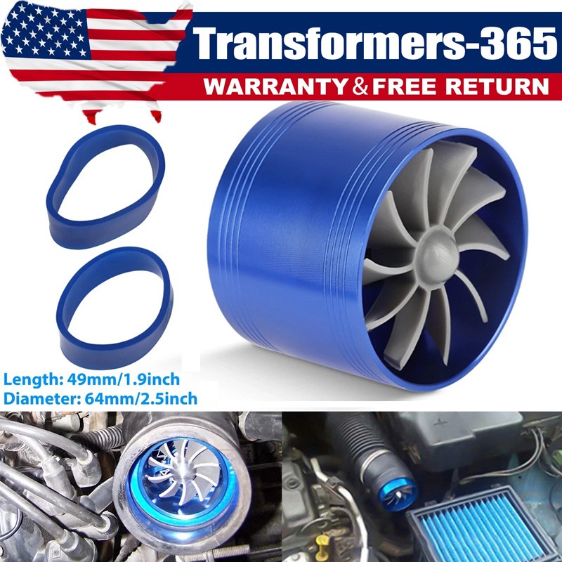 Universal 2.5″ Turbo Cold Air Intake Turbonator Hose Single Fan Fuel Gas Saver