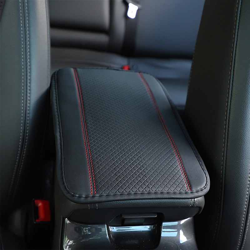 1x Car Armrest Box Pad Cover Center Console Protector Mat Accessories Black&Red gallery