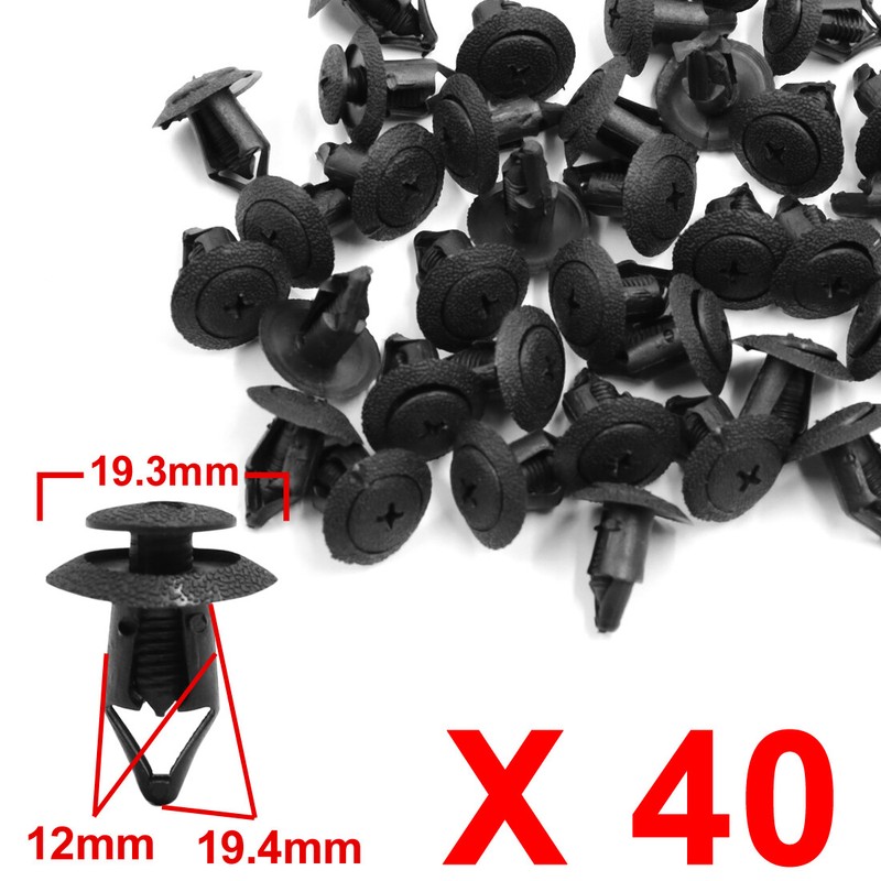 40pcs 12mm Hole Dia Automotive Plastic Rivets Door Trim Bumper Clips Fasteners