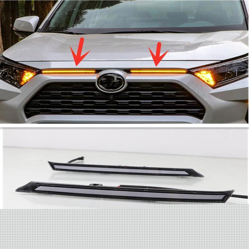 LED DRL Daytime Running Light Car Hood Kit For 2019-2024 Toyota RAV4 Accessories