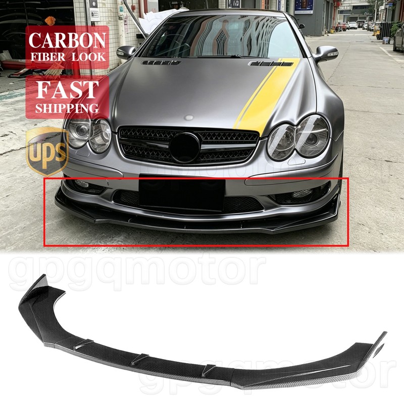 For Mercedes W230 R230 SL500 SL600 03-06 V Style Carbon Front Bumper Lip Spoiler