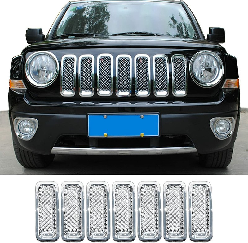Chrome Front Grille Grill Mesh Insert Trim Cover for 2011-2016 Jeep Patriot 7pcs gallery