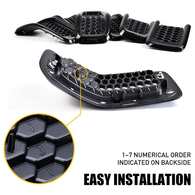Replacement Front Grill Inserts Honeycomb Mesh Cover For 2014-2018 Jeep Cherokee gallery