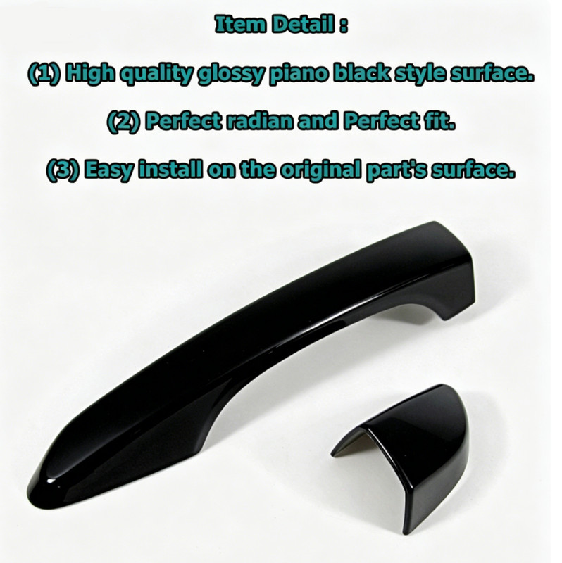 Glossy Pure Black Cover Trim For 2018-2023 Hyundai Kona N Smart Side Door Handle gallery
