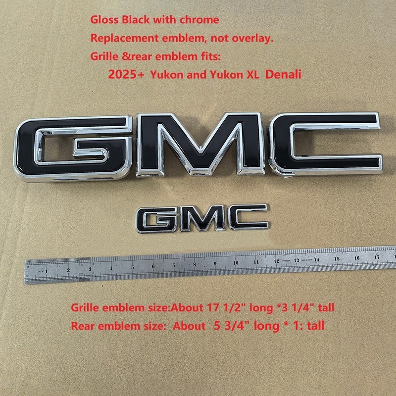 Kit OEM Grille & Rear GMC Emblem for 2025-2026 Yukon Denali XL Chrome Black gallery