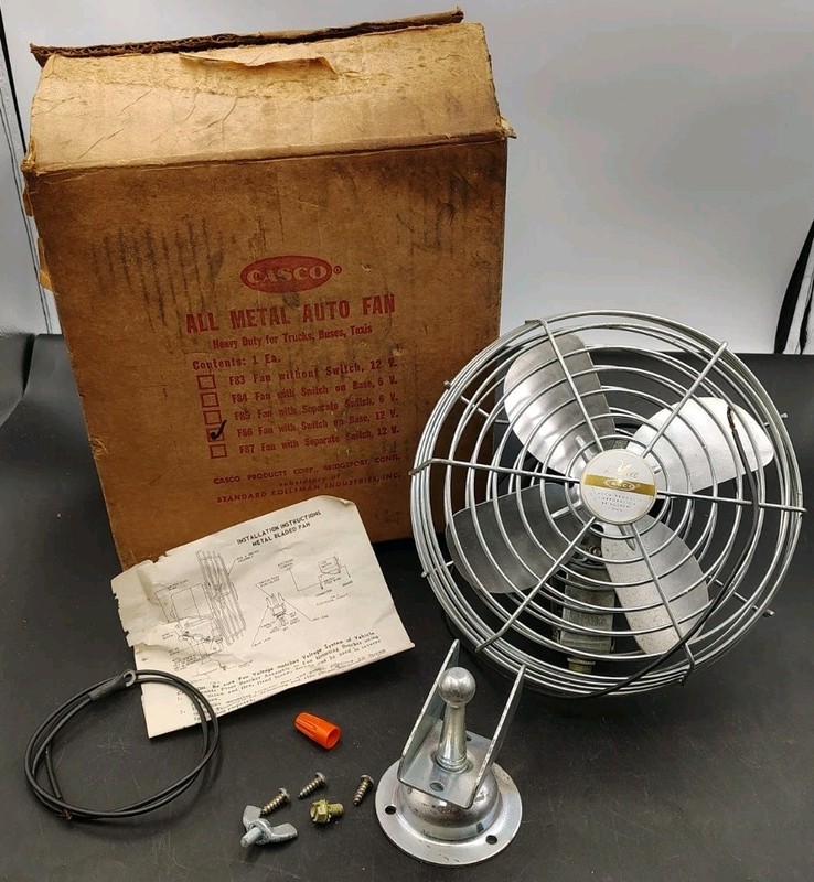 VTG Casco Deluxe Metal 12V Fan Truck Hot Rod Boxed Kit TESTED WORKING READ