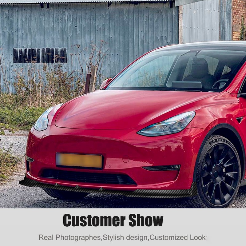 Carbon Look Front Bumper Splitter Spoiler For Tesla Model Y STP-Style 2020-25 gallery