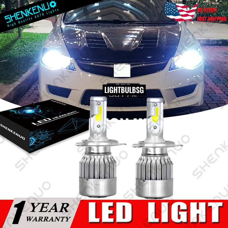 For HONDA CIVIC 1992-2003 6000K C6B ED Headlight Headlamp Hi/Lo Beam Bulbs