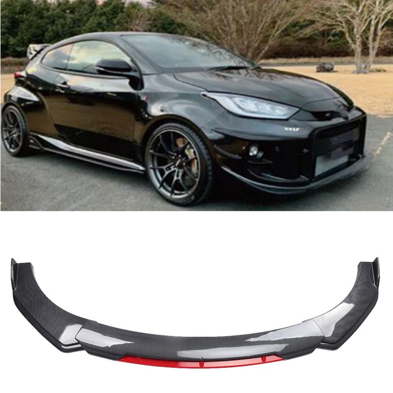 Front Bumper Spoiler Splitter for Toyota Yaris SE Car Carbon&Red Style