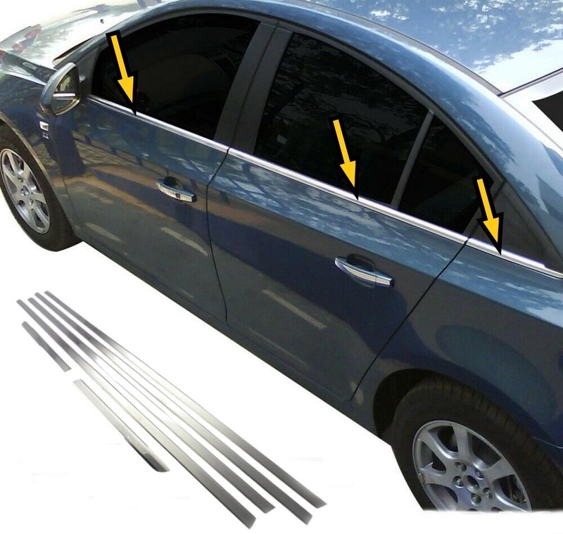 Window Molding Trim Chrome Cover For Cruze SD 2009+ 6 PCS Stainless Steel