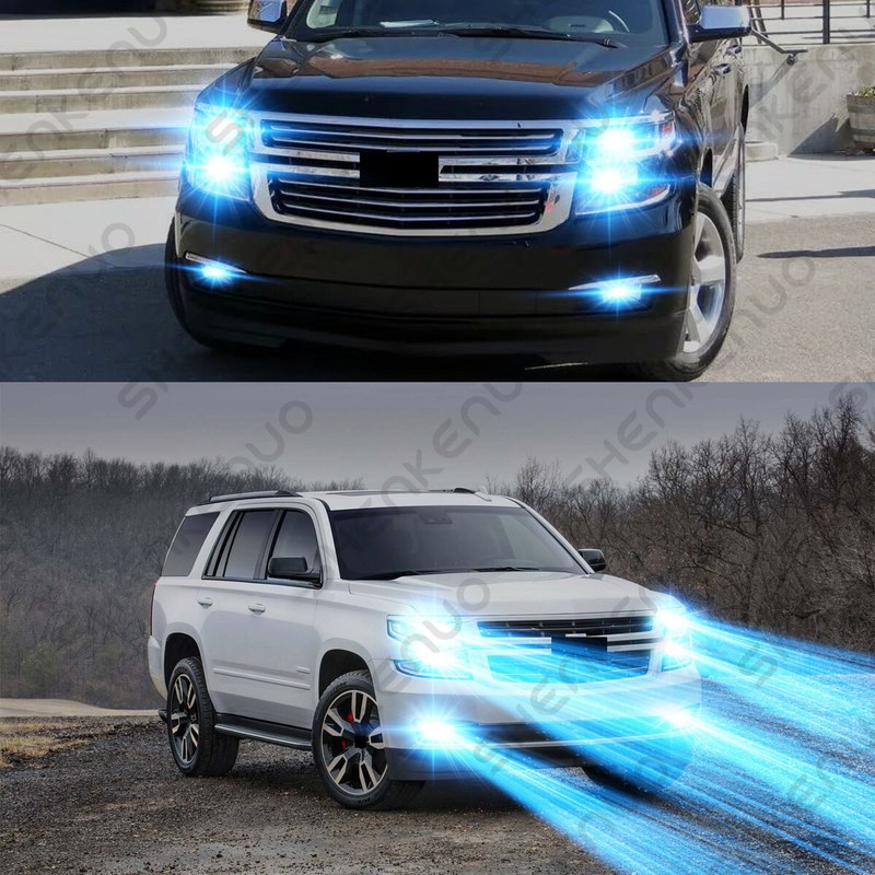 Combo LED Headlight + Fog Light Bulb Ice Blue For Chevy Suburban Tahoe 2007-2014
